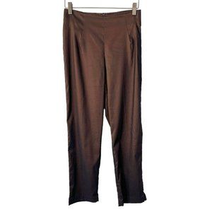 Vintage 90s Brown Shiny Mid Rise Tapered Leg Ankle Party Pants 3